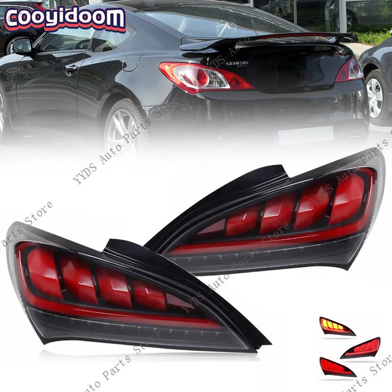 2-Pack Shiny Black Sequential LED Taillights for 2010-2016 for Hyundai for Genesis Coupe