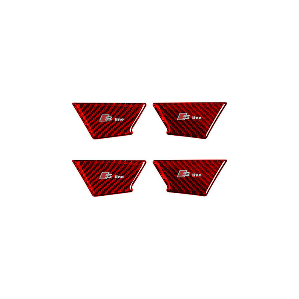 4Pcs for Audi Q5 2018-2021 Red Carbon Fiber Interior Door Handle Bowl Cover Trim