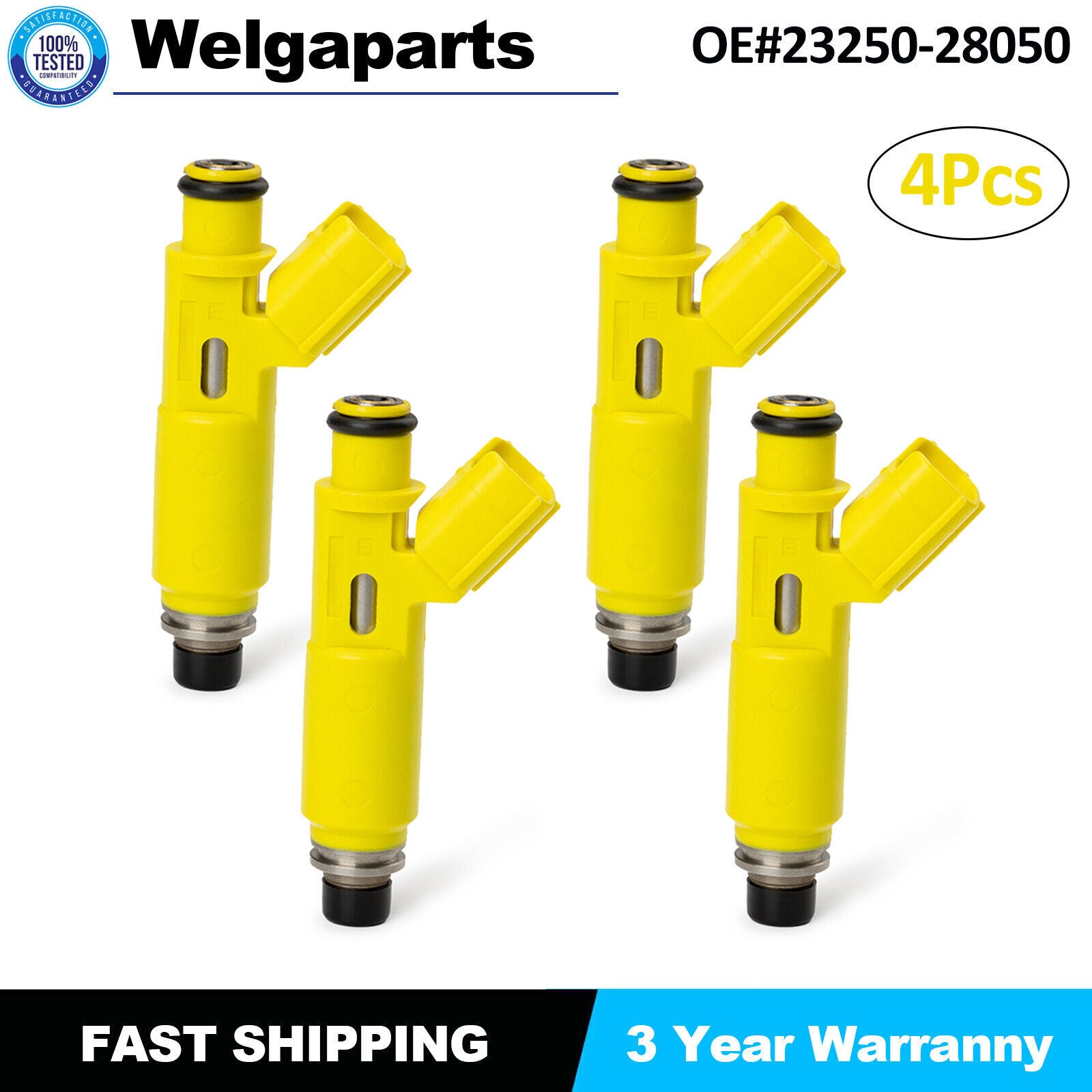 4PCS Fuel Injectors Flow Matched 23250-28050 for Toyota RAV4 2.0L 2001-2003 US