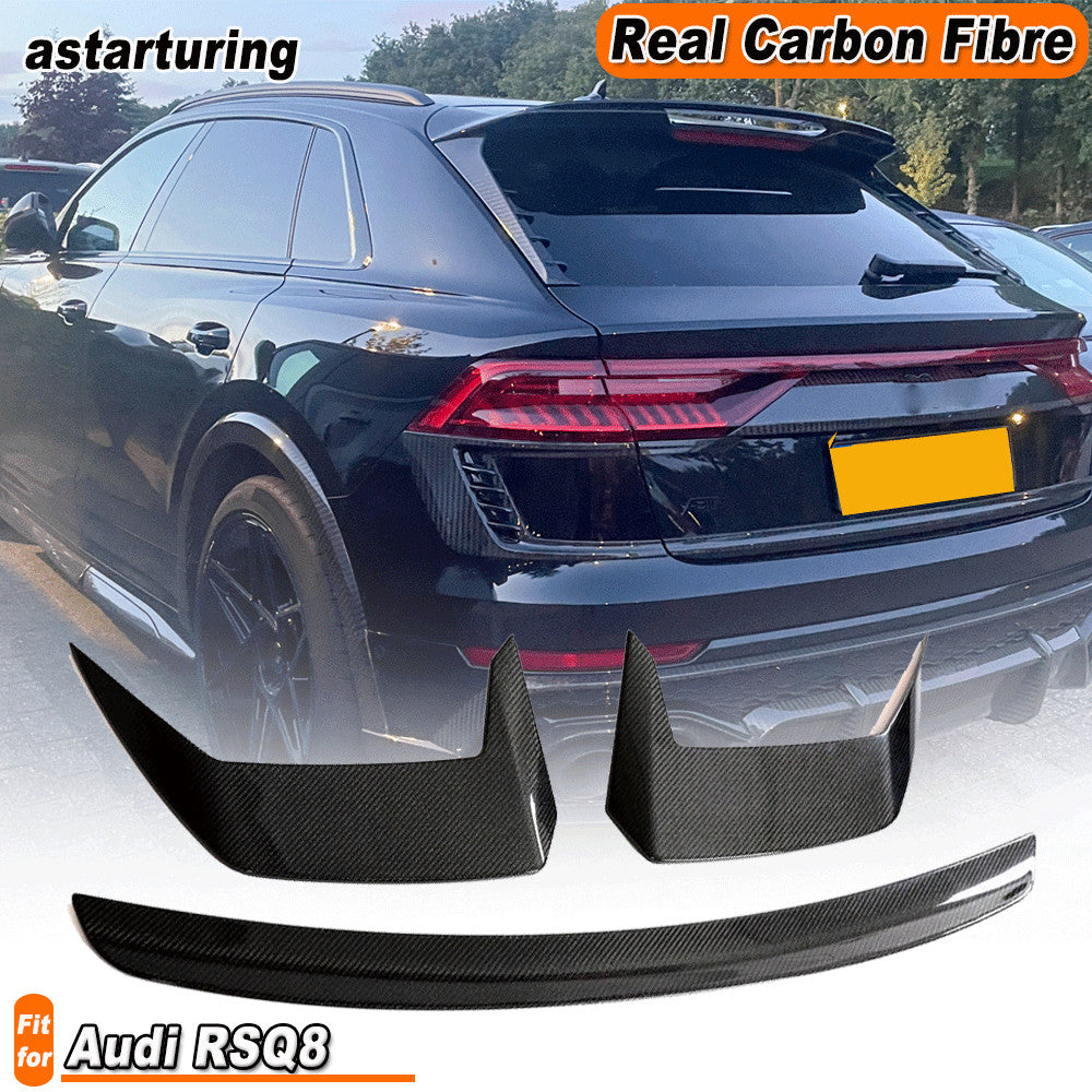 for Audi RSQ8 RS Q8 2020-23 Real Carbon Fiber Rear Roof Spoiler Top Window Wing