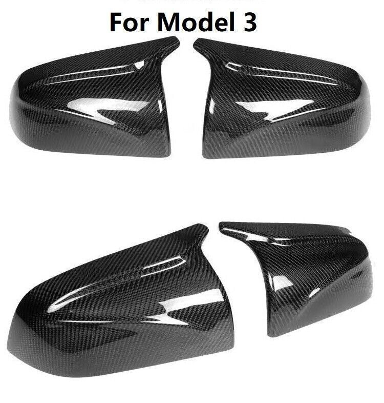 Carbon Fiber Side Mirror Cover Cap Replacement for Tesla Model 3 M Style 2017-23