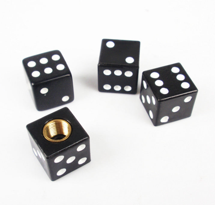 Black Gem Dice Tire Wheel Stem Air Valve CAPS set Universal Car truck hot rod