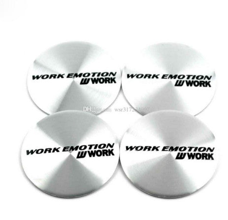 4-Piece Set 45mm Silver Working Emotional Wheel Center Stickers, Wheel Rim Edge Stickers - New Arrival