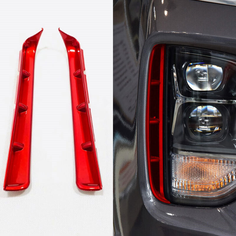 Pair Red Front Fog Lights Lamp Eyelid Cover Fit for Hyundai Santa Fe 2019-2020