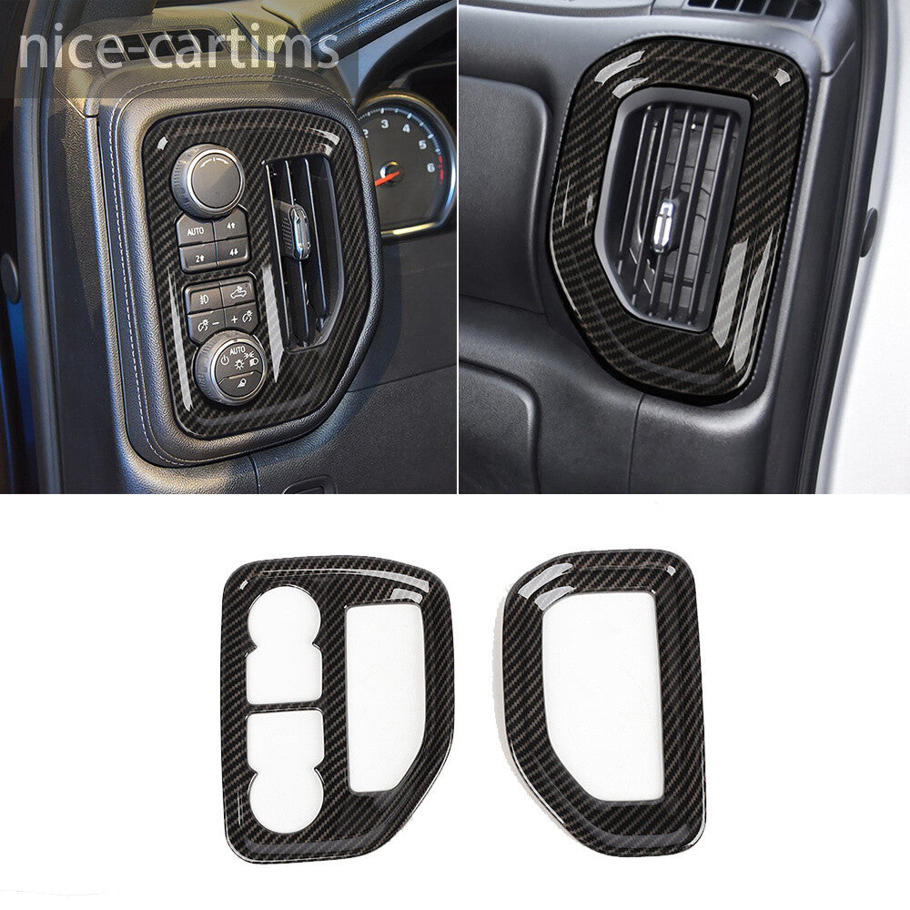Carbon ABS Side Air Vent Outlet Cover for Chevy Silverado / for GMC for SIERRA 1500 19-22