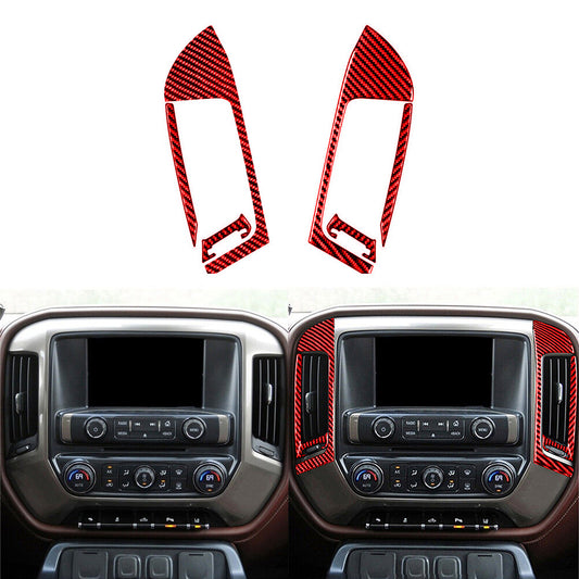 Red Carbon Fiber Central Air Outlet Cover Trim For Silverado for GMC for SIERRA 2014-18