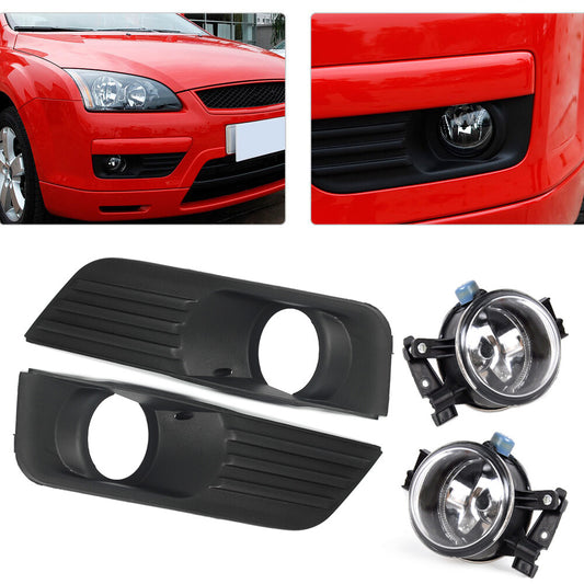 for Ford Focus 2005-2007 2X Front Bumper Fog Lights Cover Grille + Lamp Kit