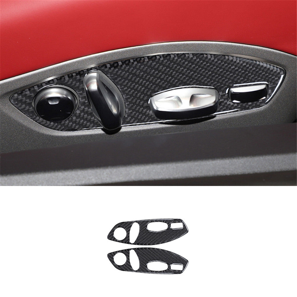 2x Carbon Fiber for Seat Button Adjustment Cover Trim for Porsche 718 2016-2022