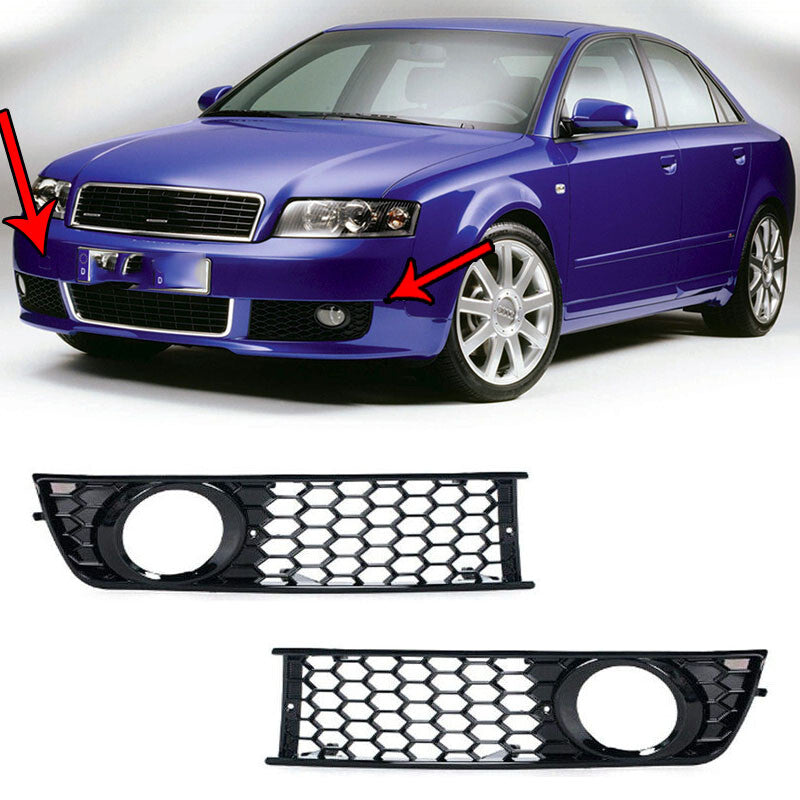 Suitable for Audi A4 B6 2001 - 2005 1 Dual front bumper, side fog lights, hexagonal grille