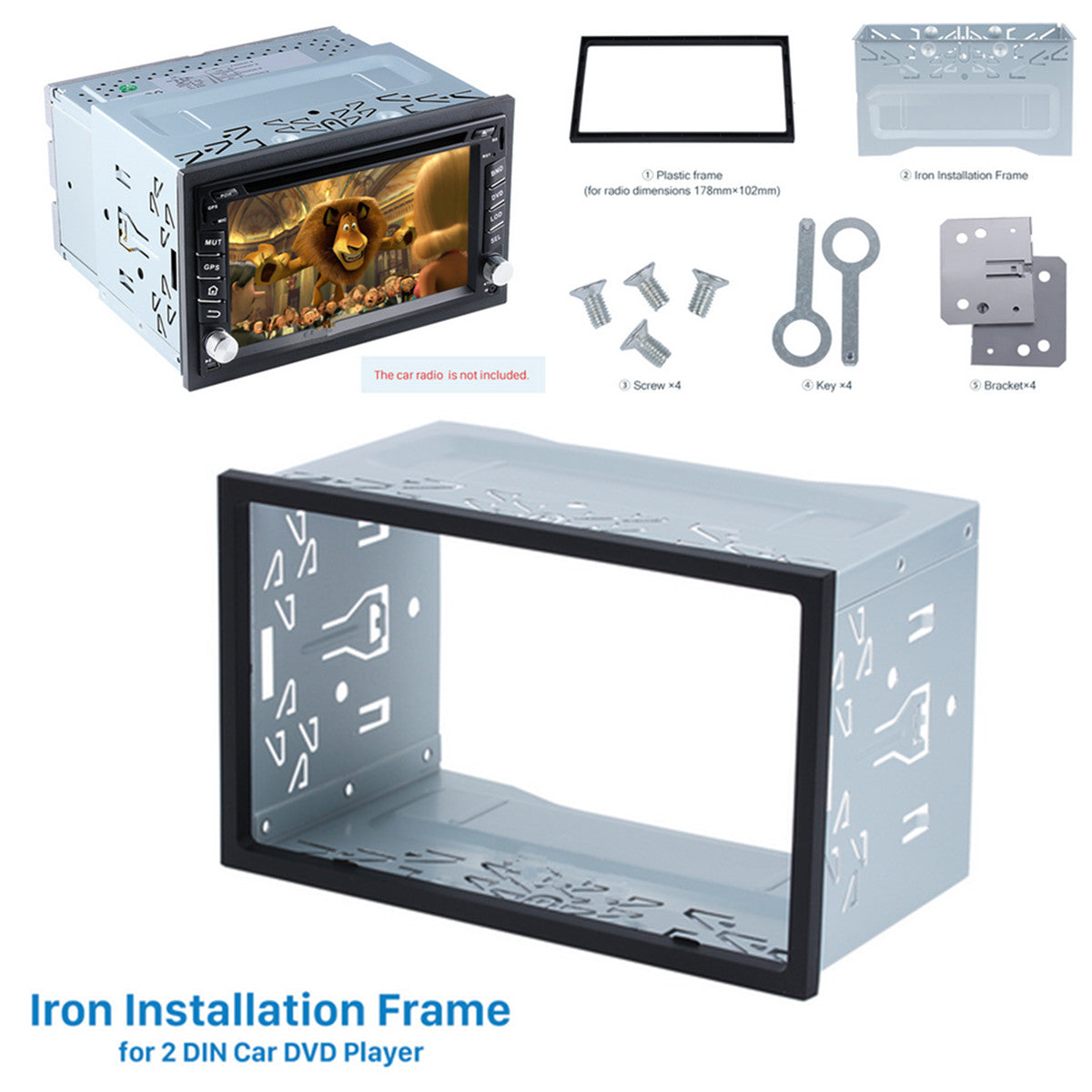 Car Stereo In-dash Audio Radio Double 2 DIN Dash Installation Trim Kit Mount