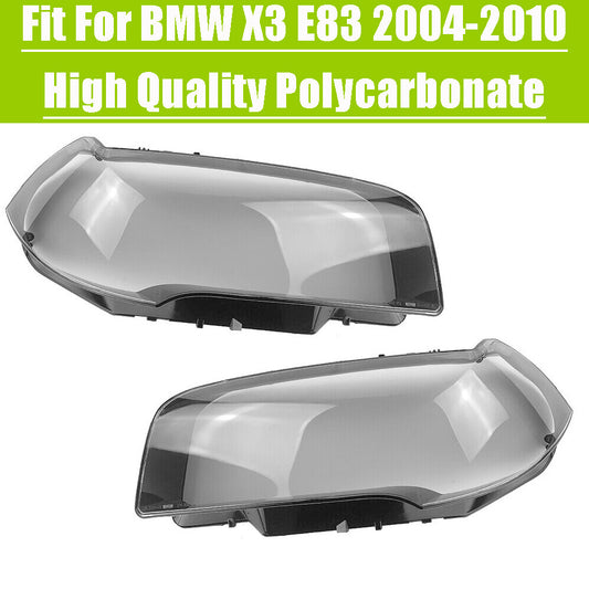 Replacement headlight lens protective covers (left + right) for 2004-2010 for BMW X3 E83