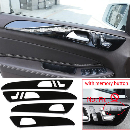 Gloss Black ABS Interior Door Panel Trim Fit for Benz GL GLE GLS ML W166 2013-19