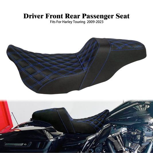Driver Passenger for Seat Blue Stitching for Harley Touring Road Street Glide 09-23