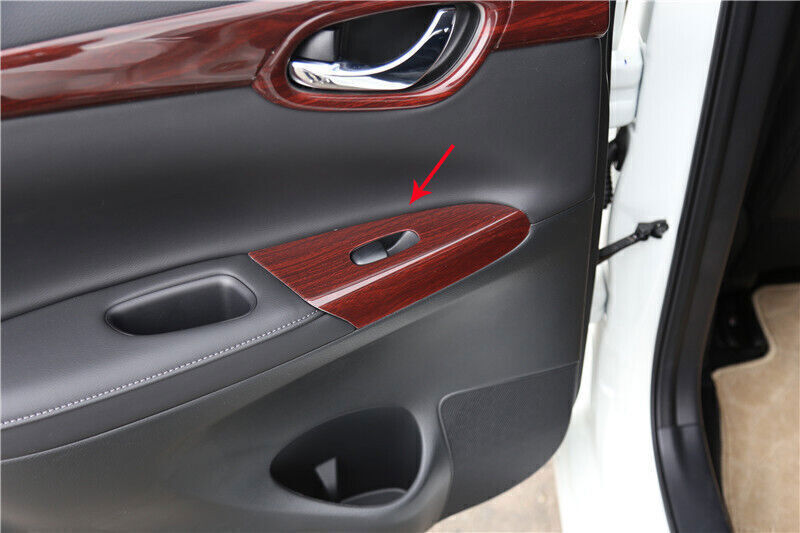 Glass Window Lifting Lock Panel Trim 4 Fit for Nissan Sentra 2013-2019 Red Wood