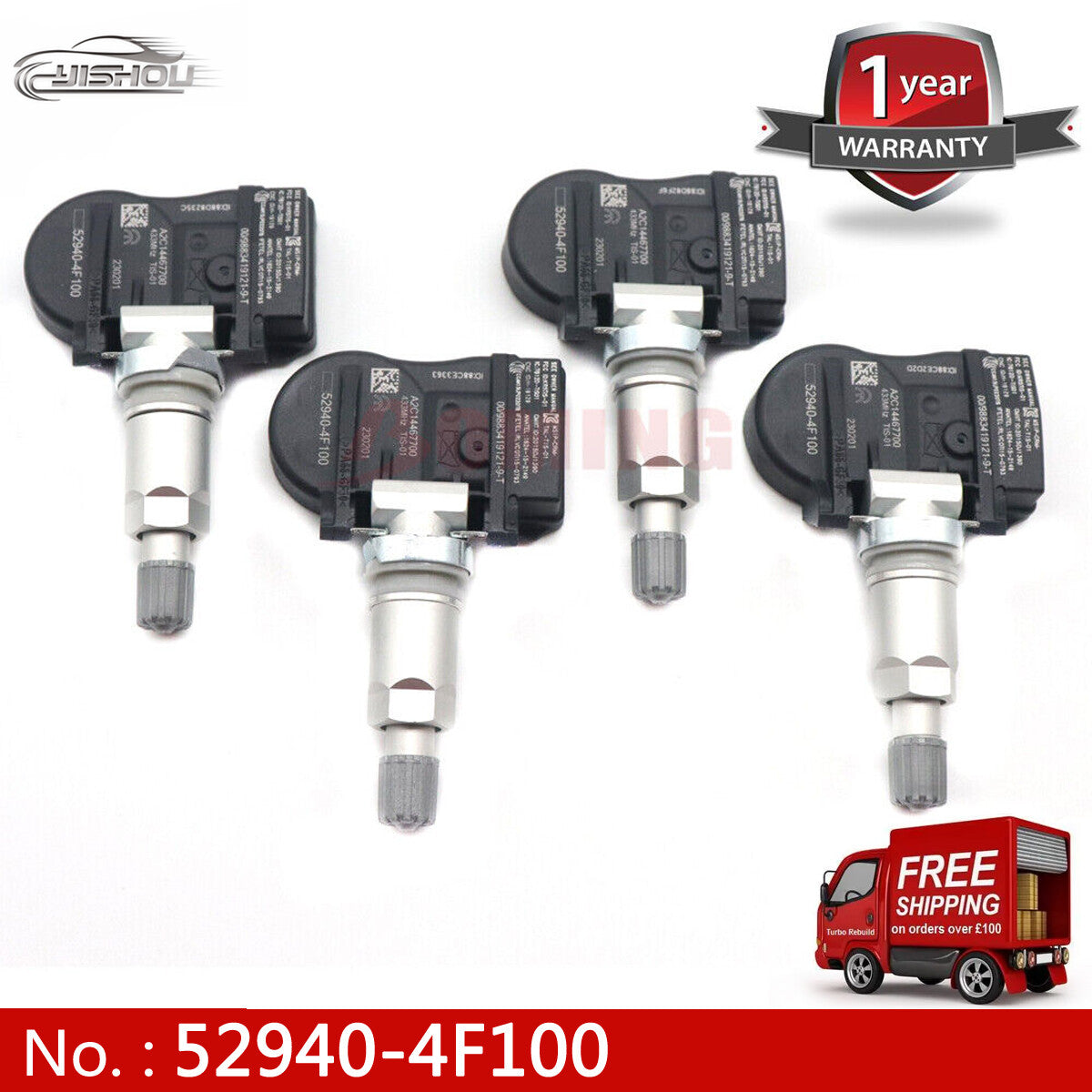 52940-4F100 4-piece x Tire Pressure Sensor Set for Hyundai Grand Starex Maxcru 2015-17