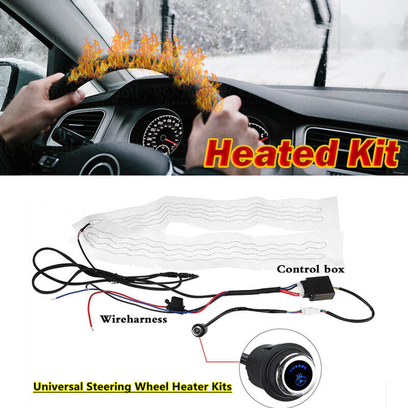 Car DC12V Heated Steering Wheel Cover Heater Pad Winter Switch Hand Warmer Kit