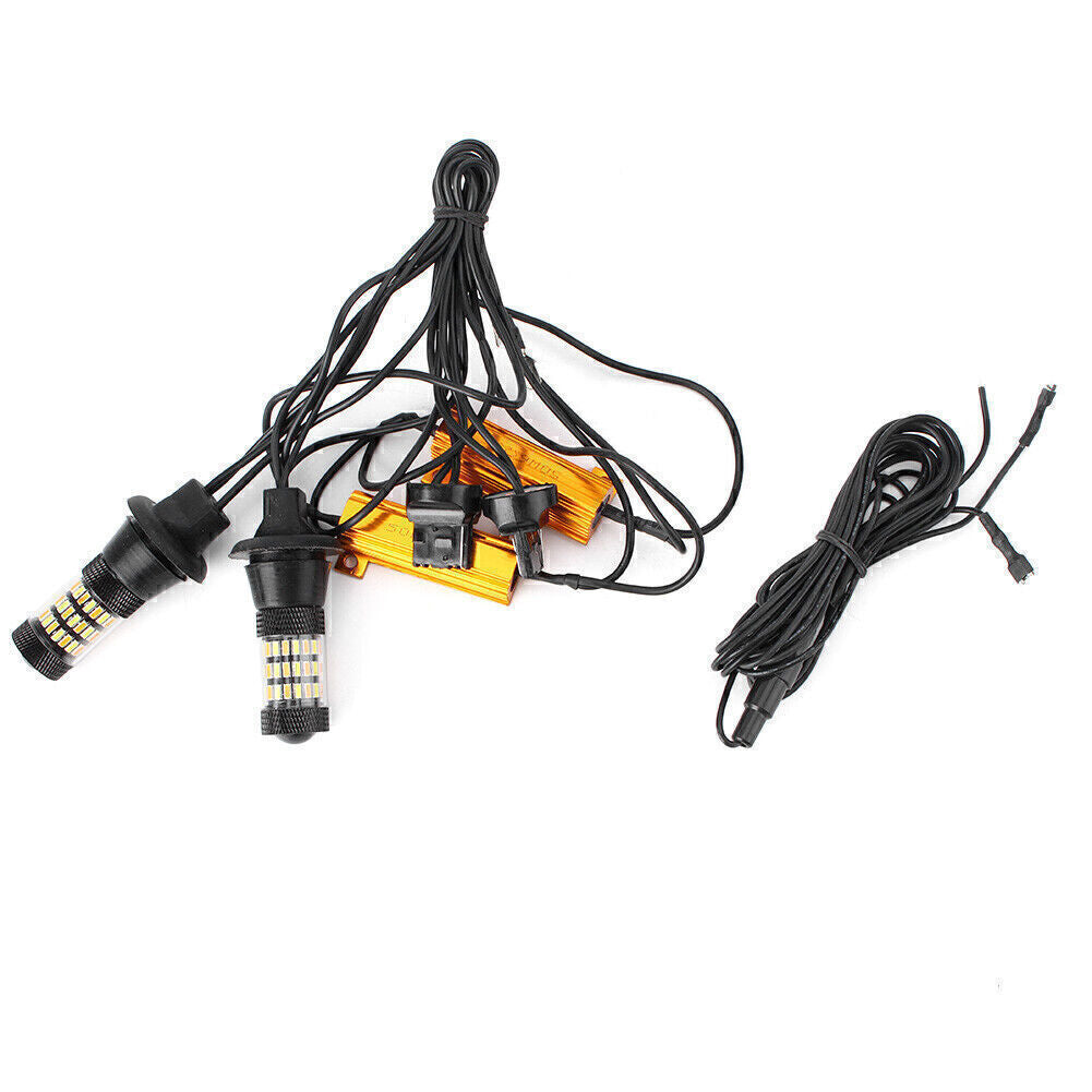 T20 7440 4014 60SMD Dual Color Switchback 12V Turn Signal Light Bulbs