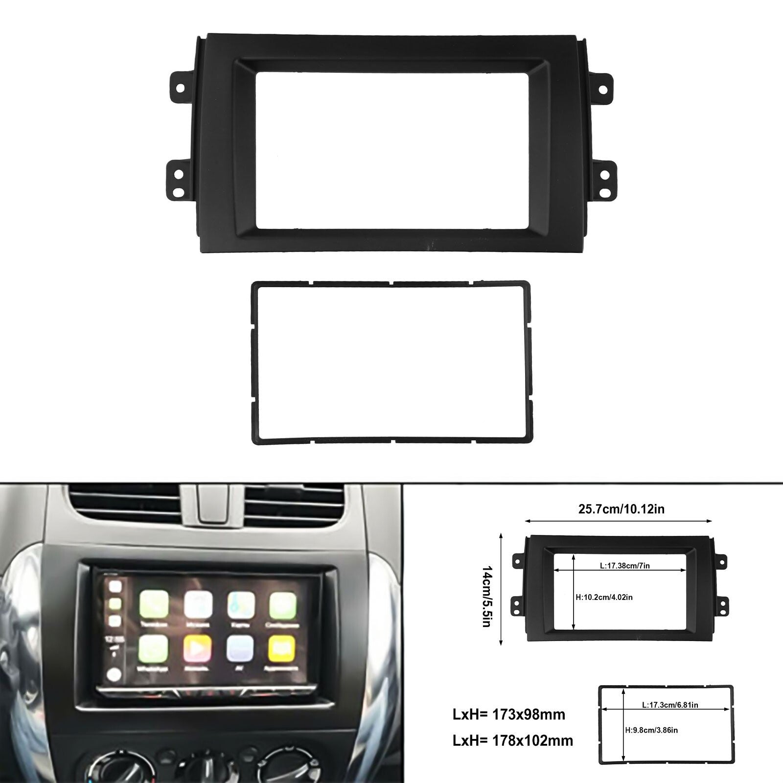2 X Double Din Stereo Radio Plate Frame Panel Trim Dash For 2007-13 for Suzuki SX4