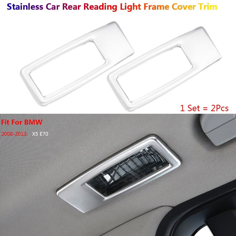 Stainless for BMW X5 X6 E70 E71 Car Interior Rear Roof Reading Light Cover Trims