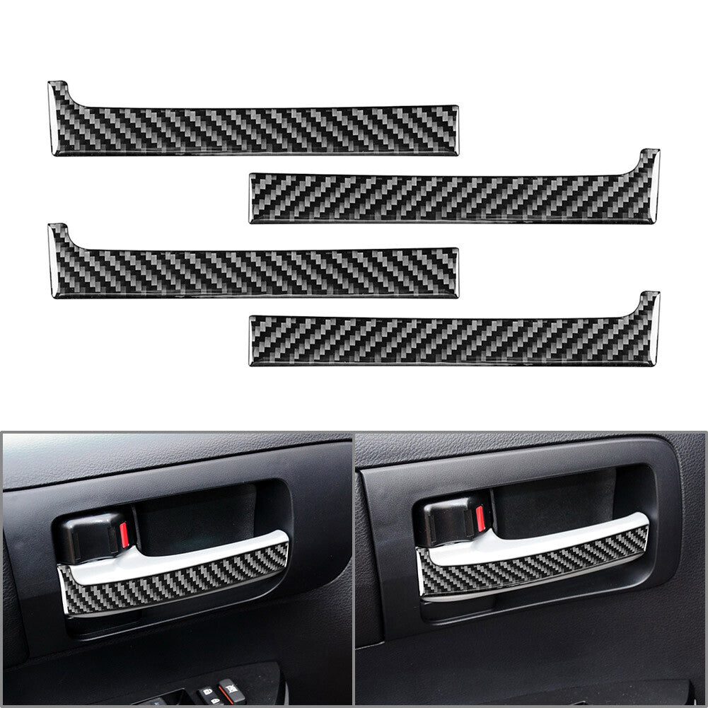 Fit for Toyota Tundra 2014-21 4x Carbon Fiber Interior Door Handle Panel Cover Trims