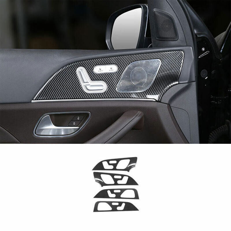 for Mercedes-Benz GLE 2020-2023 Carbon Fiber Look Interior Door Panel Cover Trim