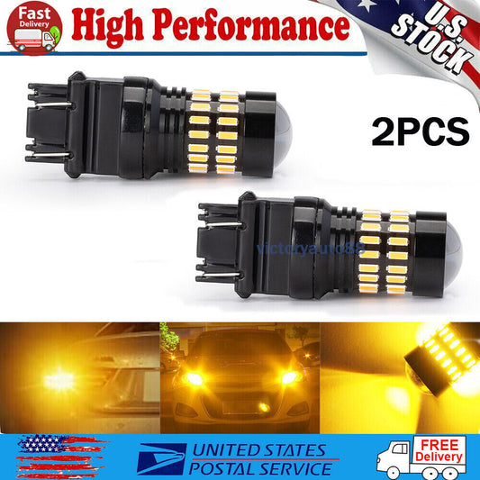 2-pack 3156 3157 4157 LED turn signal bulbs, overspeed warning flashers, amber color
