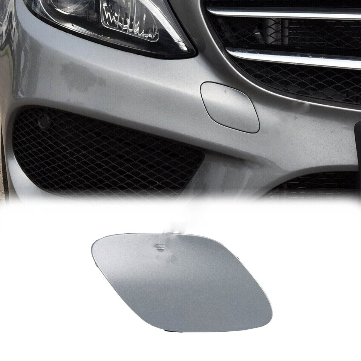 2015-18 Silver2 Front Bumper Tow Hook Cover Cap for Mercedes Benz C300 C400 W205