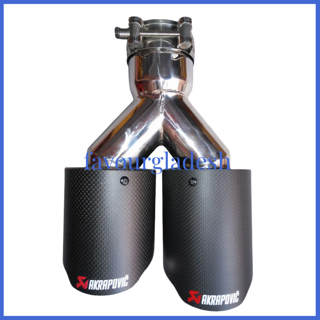 2PCS ID:2.5 (63mm) OD:3.5 (89mm) Akrapovic Carbon Fiber Exhaust Tip Dual Pipe