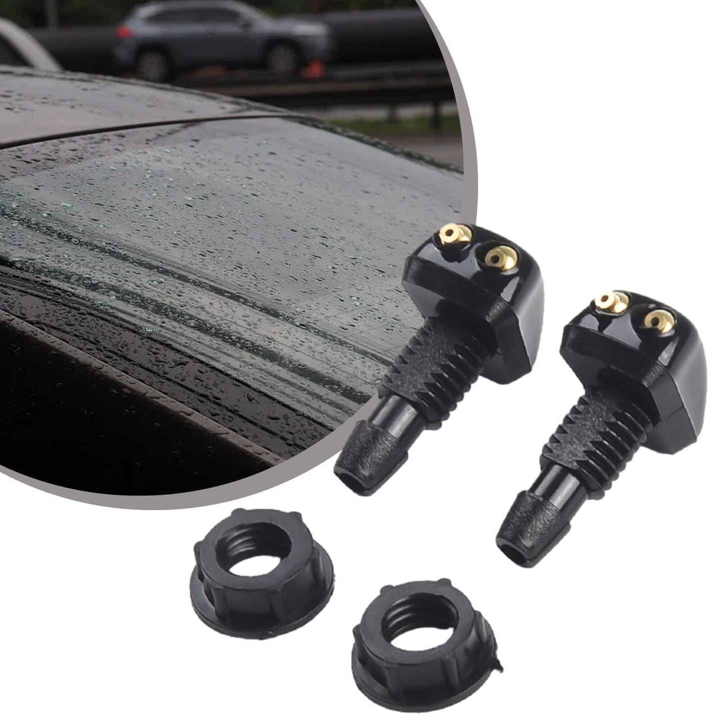 2 Pcs Car Dual Holes Windshield Washer Nozzle Wiper Water Spray Jet Adjustable