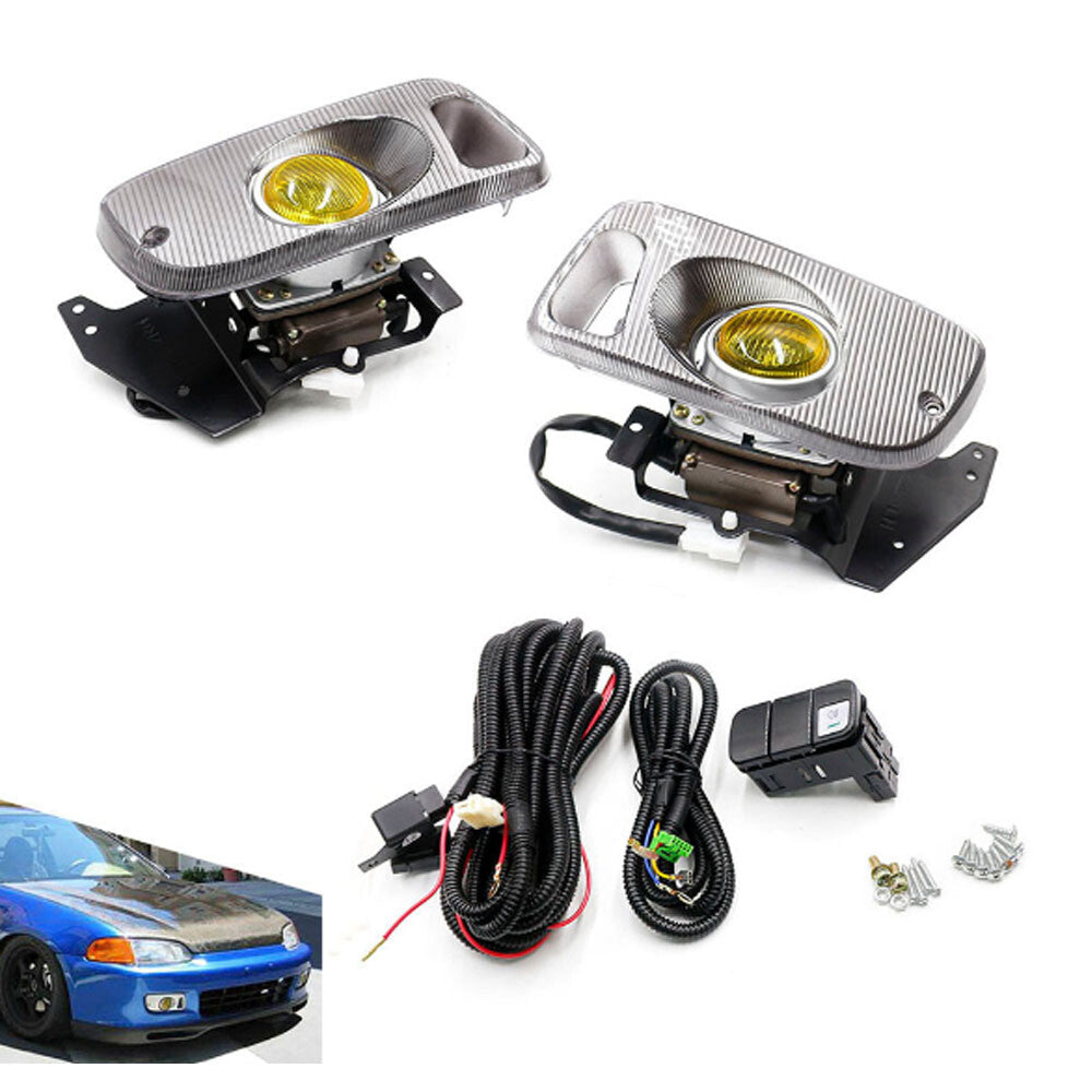 For 92-95 for Honda for Civic EG EJ SI EX DX 2/3 Door JDM Yellow Fog Light Kit