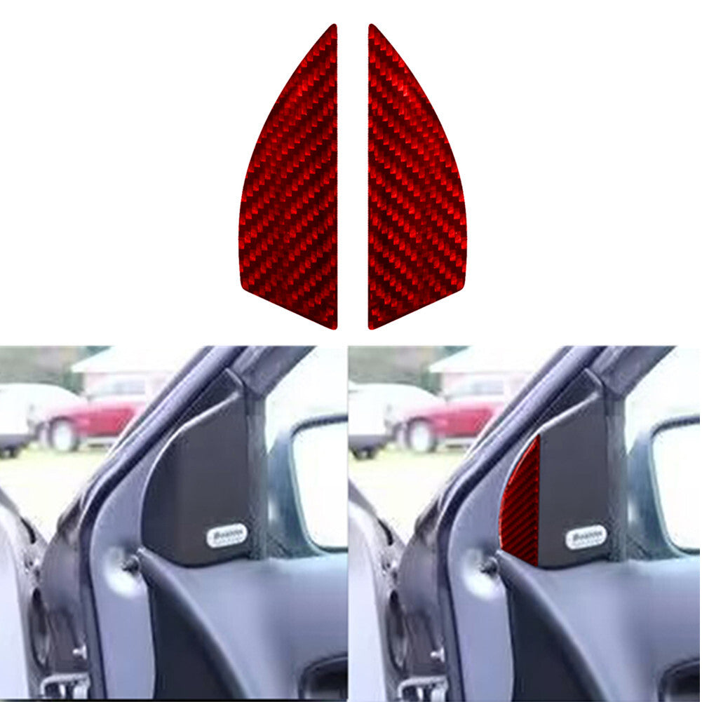 2X Red Carbon Fiber Front Door Pillar Panel Cover Trim for Chrysler 200 2011-14