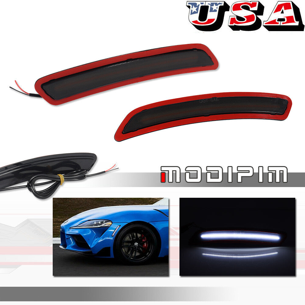 [Full LED] Front White Smoked Side Marker Lights Package for 2020+ for Toyota GR Supra