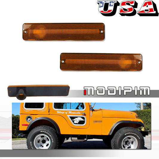 LH RH Amber Front Fender Side Marker Reflector Housing Kit for Jeep J Series