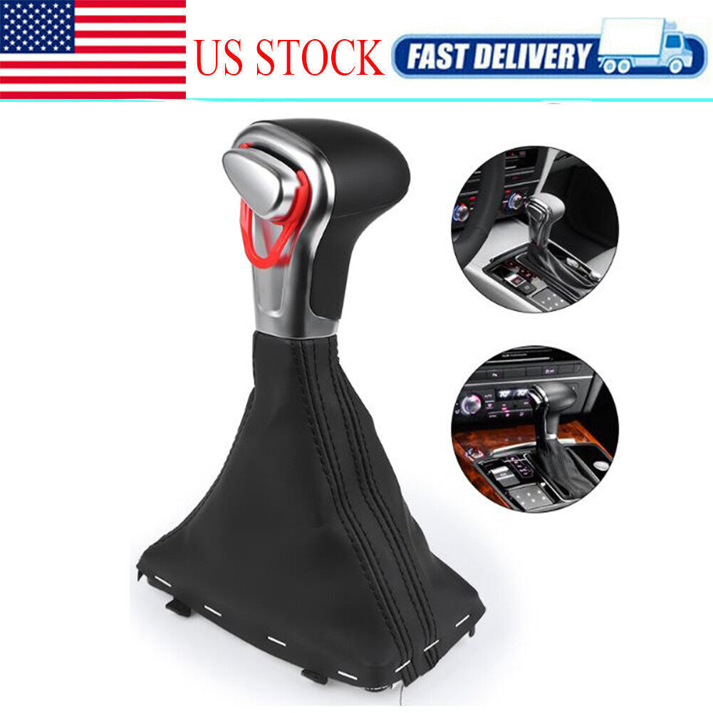 Black Gear Shift Knob Shifter Leather Gaiter Boot Cover for Audi A4 A5 A6 Q5 Q7