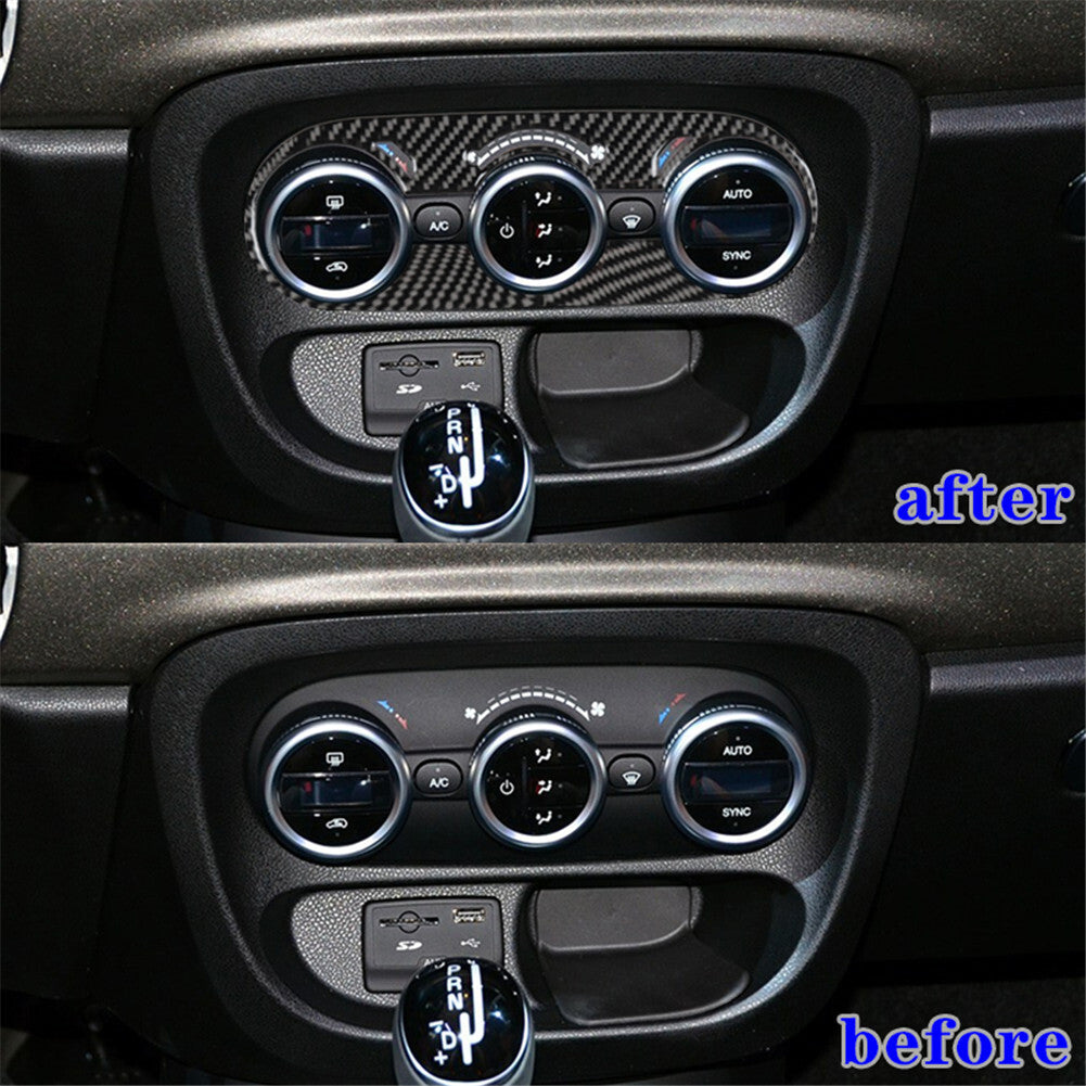 Carbon Fiber Interior Climate Control Panel Cover Trim for Fiat 500L 2014-2017