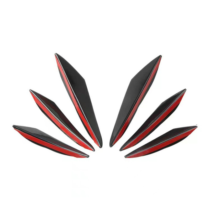 6pcs Black Car Front Bumper Fin Canard Splitter Diffuser Valence Spoiler Lip