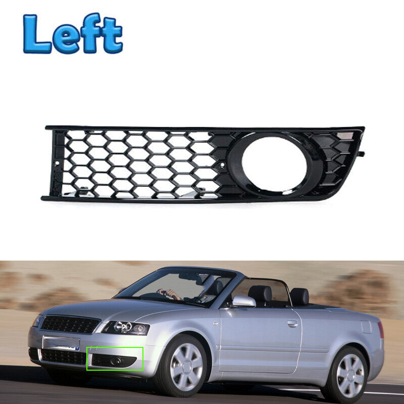 Left Front Bumper Side Fog Light Hex Grilles for Audi A4 B6 2001-2005