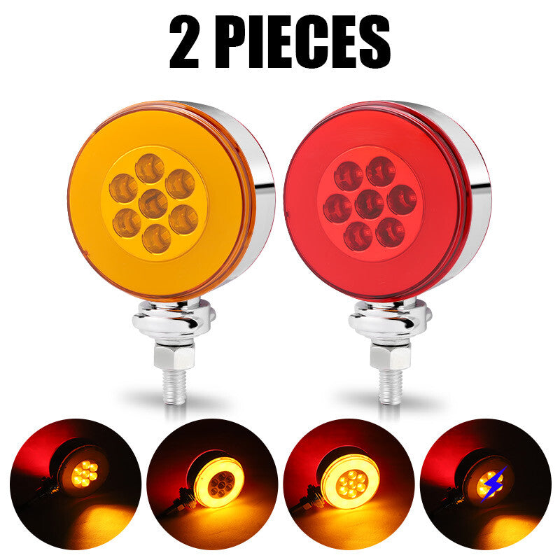 2X 3 Dual Face Red/Amber Fender Pedestal Marker Light Turn Signal 36 LED Truck