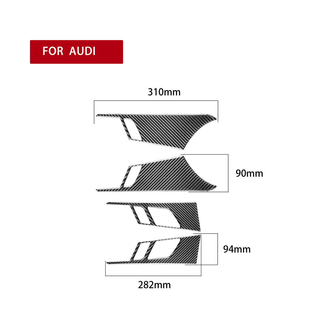 for Audi for A4 2017-2019 Carbon Fiber Door Interior Handle Panel Cover Trim Sticker