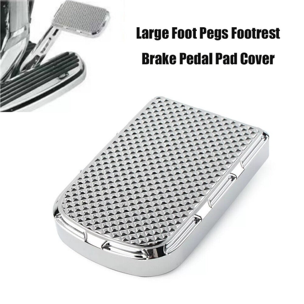 Chrome Large Brake Pedal Pad Cover for Harley Touring 86-17 FL Softail Trike FLD