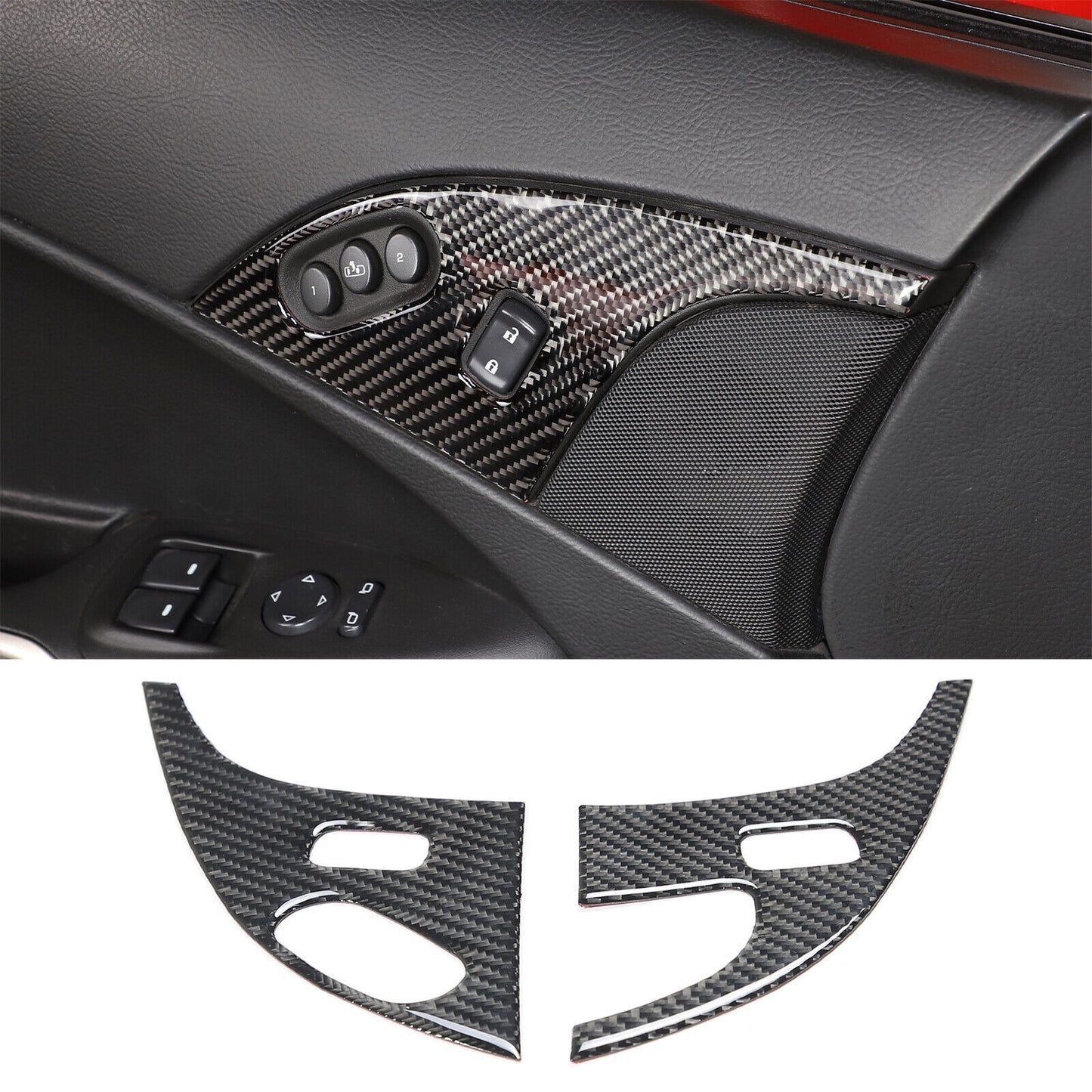 Carbon Fiber Interior Door Lock Panel Trim Sticker for Corvette C6 2005-2013
