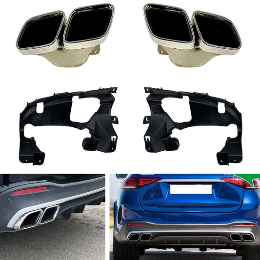 for Mercedes-Benz V167 GLE53 AMG 2020-2022 Chrome Steel Exhaust Pipe Trim Kit 4x