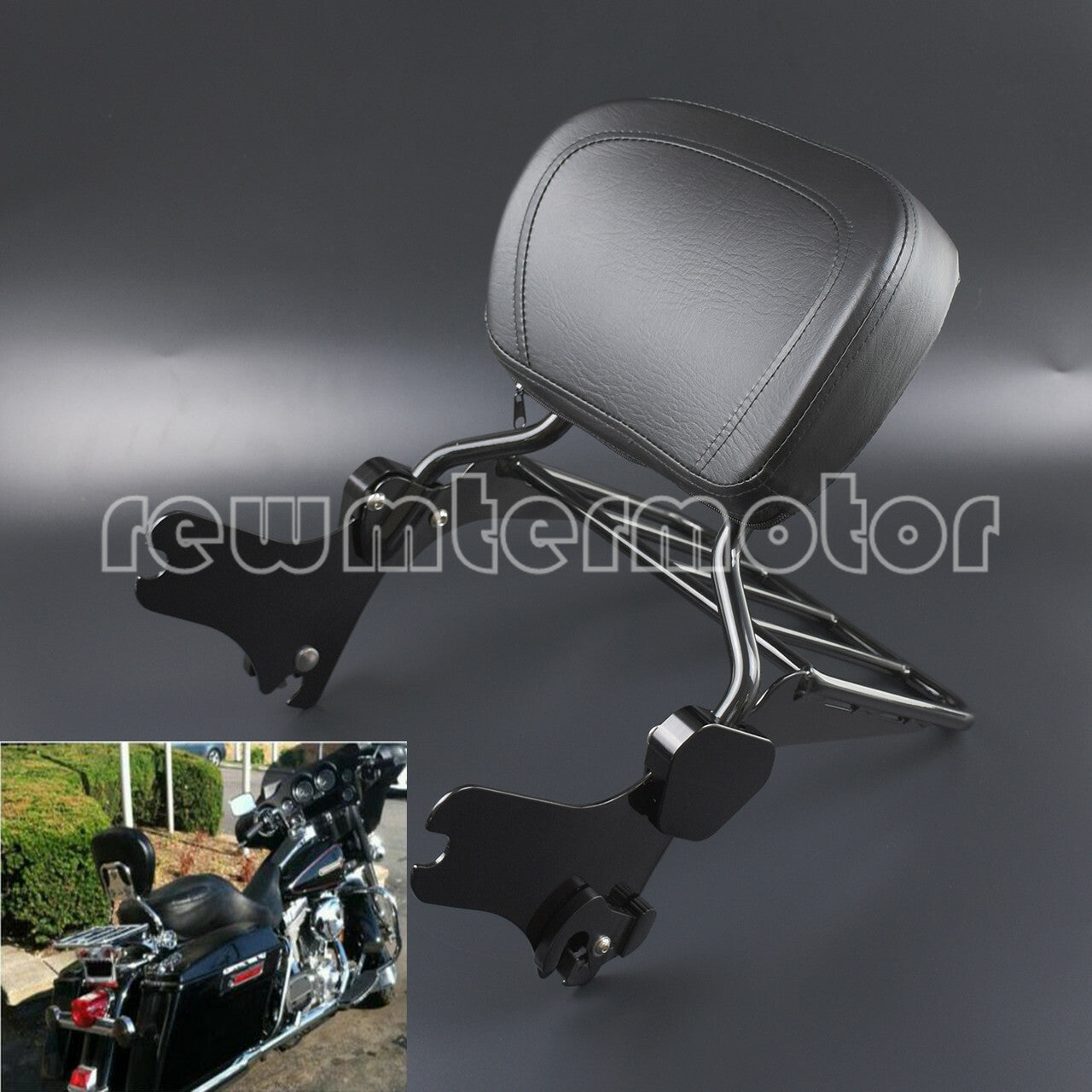 Detachable Backrest Sissy Bar Luggage Rack Fit for Harley Road King Glide FLHX