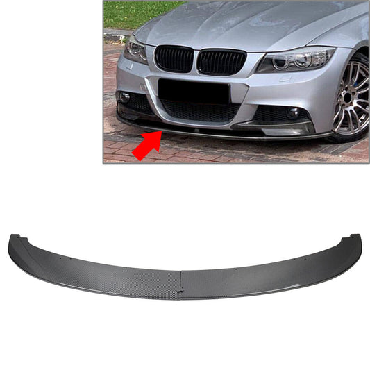 Front Bumper Spoiler Lip for BMW 3 Series E90 E91 M Sport LCL Carbon Fiber Black