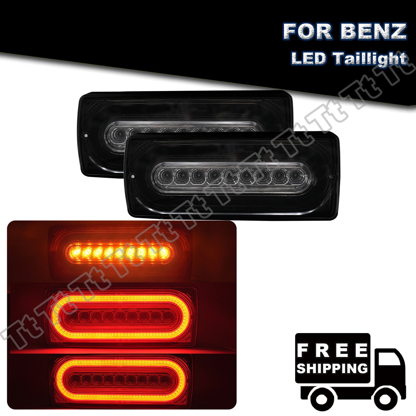 Suitable for 99-18 for Mercedes W463 G500 G550 G63 AMG sequential LED taillights and brake lights.