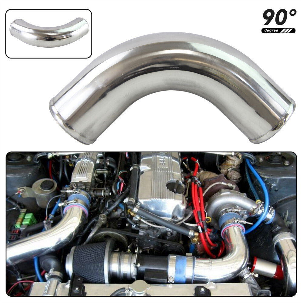 90 Degree 70mm 2.75 Aluminum Intercooler Intake Pipe Piping Tube Hose Silver