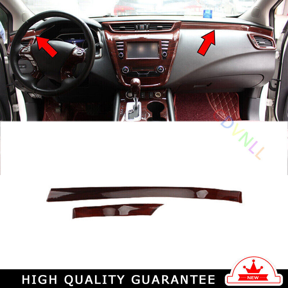 Middle Console Dashboard Strip Inner for Nissan Murano 2015-2021 Red Wood Grain