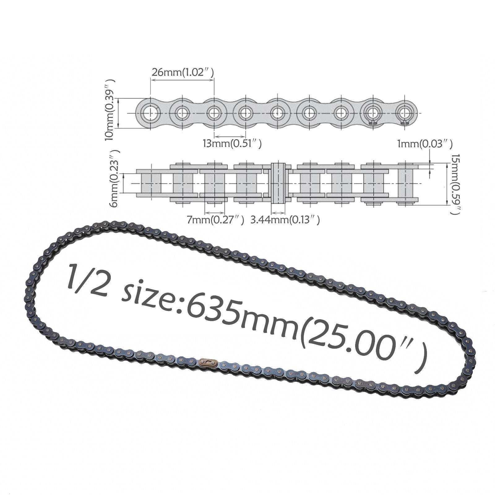 100 Links 420 Chain + Chain Breaker for Motorcycles, All-Terrain Vehicles, 110cc, 125cc Coolers, Bicycles