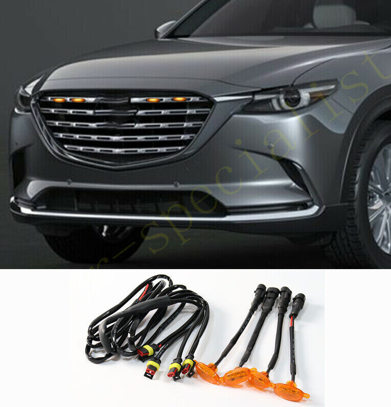 for Mazda CX-9 2021-2024 Front Grille yellow LED Light Style DRL Lamp