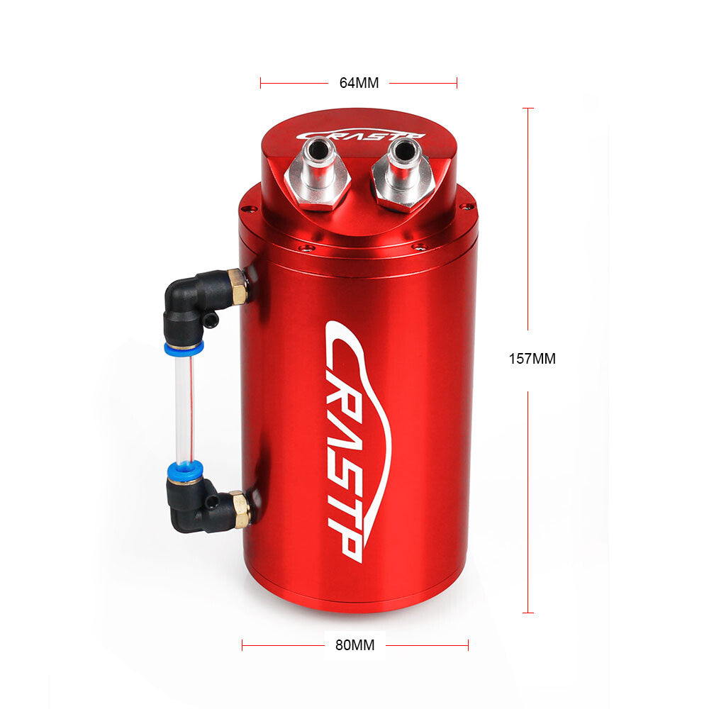 Aluminum Red Round Car Engine Oil Catch Tank Can Reservoir Breather Kit